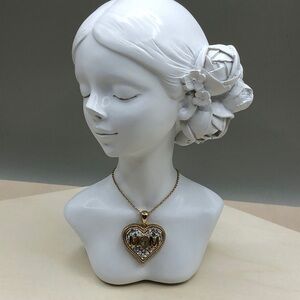 JCM Dazzling Crystal Heart Shape Love Mom Necklace Brass.